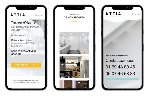 Présentation du site Attia sur mobile