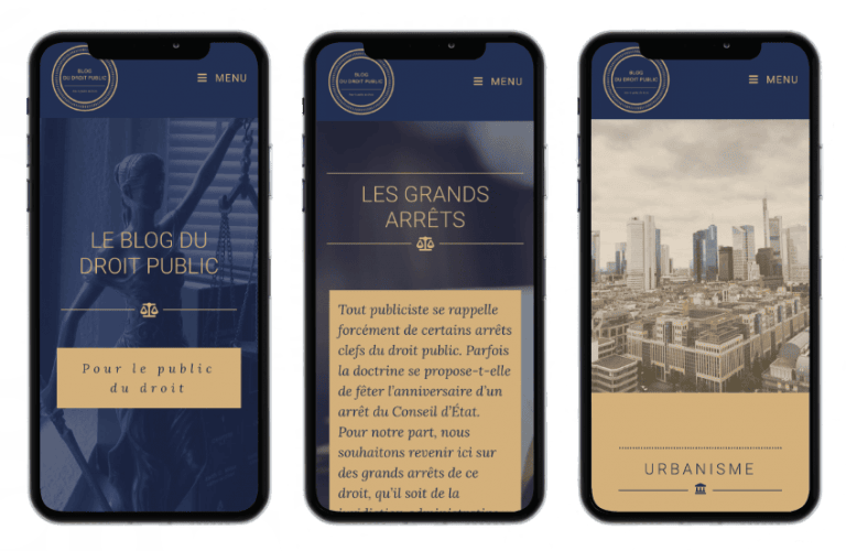 Visuel de la version mobile du site le blog du droit public