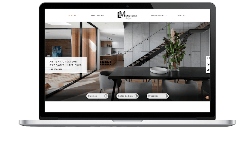 Présentation du site lm menuisier dans sa version desktop.